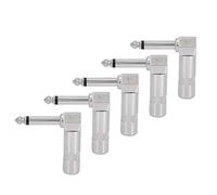 Dilwe Conector de Teléfono Mono de 6,35 Mm, Paquete de 5 Conectores de para Guitarra en Forma de L en ángulo Recto con Construcción de Metal Niquelado, para Grabación Profesional en
