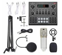 Dilwe Conjunto de Micrfono de Condensador de Grabacin de Transmisin, Tarjeta de Sonido en Vivo Multifuncional y Kit de Micrfono de Suspensin para Computadoras Mobilephone (Silver