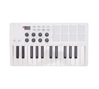 Dilwe Controlador de Teclado MIDI de 25 Teclas, Controlador de Teclado MIDI con 8 Pads de Batería Retroiluminados para Grabación por Computadora y Producción Musical