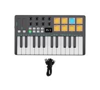 Dilwe Controlador de Teclado MIDI de 25 Teclas, Pads RGB 8x4 con Teclas Sensibles a la Velocidad, Bluetooth Inalámbrico, Batería Recargable, para Producción Musical DAW (BLACK)