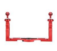 Dilwe Doble Manija de Buceo Estabilizador de Buceo para para una Larga Vida útil con Aluminio Rojo/Negro 28x18x6cm para Las Unidades de Flash de Luz Fuertes (Rojo)