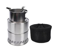 Dilwe Estufa de Camping Grande de Acero Inoxidable, Estufa de Leña Plegable Compacta para Senderismo Al Aire, Barbacoa de Picnic, con Hoguera Plegable para Hervir Agua y Cocinar (01E de Leña
