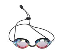 Dilwe Gafas de Natación con Lentes Panorámicas Amplias, Antivaho, de Policarbonato, con Correa de Silicona Antideslizante para la Cabeza, Ideales para Entrenamiento Profesional, (negro rojo)