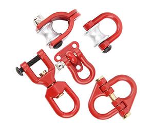 Dilwe Gancho de Remolque RC, Accesorios de Decoración de Metal para Coche RC 1/10, con Juego de 5 Estilos, Fácil de Instalar y Quitar (Rojo)