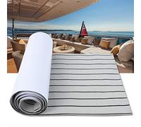 Dilwe Hoja de Cubierta de Botes de Eva Anti-Shock con Respaldo Fuerte de Goma, Alfombra Decorativa de Piso de Botes para Tablas de Surf, Tiras Marrones y Negras 240 * 60 * 0.6 Cm (Raya Negra Gris)