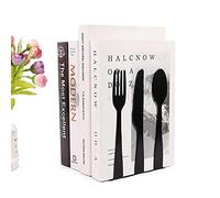 Dilwe Innovador Juego de Sujetalibros para Cubiertos con Diseño Decorativo de Tenedor y Cuchara para Almacenamiento en el Hogar y la Oficina, Acero Inoxidable, 1 par