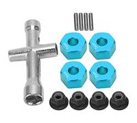 Dilwe Juego de Adaptadores Hexagonales de Rueda de 12 Mm, Adaptador de Cubo de Aleación de Aluminio con Tuercas Antideslizantes y Llave Cruzada, Compatible con Coches RC 1/10 (Blue)