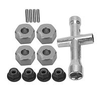 Dilwe Juego de Adaptadores Hexagonales de Rueda de 12 Mm, Adaptador de Cubo de Aleación de Aluminio con Tuercas Antideslizantes y Llave Cruzada, Compatible con Coches RC 1/10 (Color Ti)