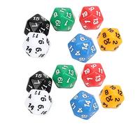 Dilwe Juego de Dados de 12 Piezas Juego de Dados de Plástico para Enseñanza Numéricos de 20 Caras en 6 Colores para Juegos de Mesa Aprendizaje de Matemáticas Actividades en el Aula y Enseñanza Digital