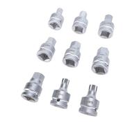 Dilwe Juego de Destornilladores Hexagonales de Impacto de 9 Piezas de 3,4 Pulgadas Juego de Llaves de Vaso con Puntas Hexagonales de Impacto Cr Mo de 14 Mm a 24 Mm con Puntas Estriadas M16 M18 Tamaños