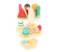 Dilwe Juego de Madera para Fiestas de té de Madera de Reproducción de Postres con Torre de Helado y Comida para Niños 3 4 5 6 Juguete Imaginativo Educativo