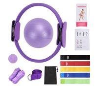Dilwe Juego de Pilates, Anillos de Fibra de Vidrio, Bandas de Resistencia, Correa Elástica para Entrenamiento Central de Gimnasio en Casa (Purple)
