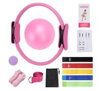 Dilwe Juego de Pilates, Anillos de Fibra de Vidrio, Bandas de Resistencia, Correa Elástica para Entrenamiento Central de Gimnasio en Casa (Pink)