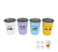 Dilwe Juego de Tazas de Campamento, 4 Piezas Juego de Tazas de Acero Inoxidable 304 350 Ml Acabado Mate Apilable Portátil para Acampar Picnic Barbacoa Viajes a Casa Café Cerveza Vasos