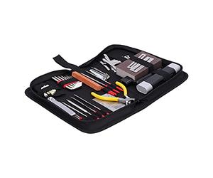 Dilwe Kit de Herramientas de Reparación de Guitarra de 45 Piezas, Accesorios Completos para Pulido de Mantenimiento de Mediciones, con Bolsa de Tela Portátil, para Guitarras