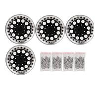 Dilwe Llantas RC, 4 Unids 1.9in Aluminio Beadlock Llantas Ruedas Hubs para SCX10 1/10 RC Crawler Car(Plateado Negro)