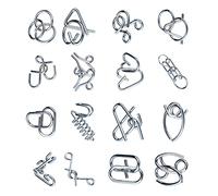 Dilwe Los Rompecabezas Multifuncionales con Bloqueo de Metal Mejoran el Desarrollo del Cerebro, Juego de 16 Rompecabezas Mentales de Acero Inoxidable para Niños y Ancianos