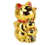 Dilwe Lucky Cat Solar Waving Fortune Cat ABS Decoración para el Hogar Tienda Tablero del Automóvil Adorno Fengshui de 4.5 Pulgadas con Brazo Móvil Amuleto de Buena Suerte con Energía Solar