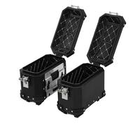Dilwe Maleta Lateral para Motocicleta, Caja de Almacenamiento Lateral de Aleación de Aluminio de 18 L con Cerradura y Asa, Equipaje Rígido de Liberación Rápida Resistente Al Agua para Conductores
