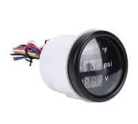 Dilwe Medidor Digital de 2.047 in, Medidor de Voltios de Acero Inoxidable ABS 316 con Pantalla de Presión de Aceite de Temperatura del Agua, 32 a 248 Grados F 0 a 10 Bar, Retroiluminación Azul para