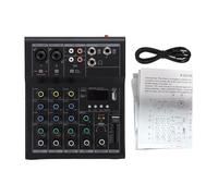 Dilwe Mini Mezclador de Audio, Mezclador de Metal de 4 Canales con Alimentación Fantasma de 48 V, Amplificador de Guitarra Incorporado para DJ, Micrófonos, Teclados, Karaoke (BLACK)