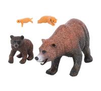 Dilwe Modelo de Oso Marrón Realista Conjunto de Modelo de Crecimiento Animal de PVC Juguete de Crecimiento Detallado Etapas de 4 PCS para Aprendizaje Educativo y Decoración del Hogar