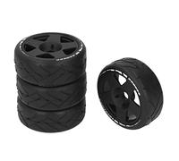 Dilwe Neumático de Ruedas RC, 4 PCS 1: 8 GT RC Wheels Neumáticos de Carreras de Carretera de Agarre Fuerte Resistente Al Desgaste en Ruedas de Carretera con Adaptador de 17 Mm (Negro)