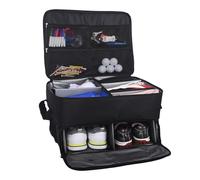 Dilwe Organizador de Maletero de Golf, Bolsa de Almacenamiento Plegable para Coche con Compartimento Ventilado para Zapatos, Casillero de Equipo de Golf de 2 Niveles para Hombres y (Black)