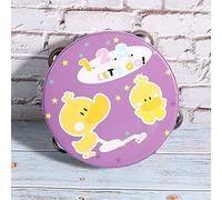 Dilwe Pandereta de Madera de 15 Cm, Instrumento Musical de Percusión con 4 Pares de Platillos Metálicos y Coloridos Diseños, Ideal para Cantar, Bailar, Acompañar Juegos (pato)