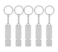 Dilwe Paquete de 5 Silbidos de Supervivencia de Aluminio, Silbato de Emergencia de Doble Tubo de 120 DB con Llavero para Senderismo Al Aire Camping (SILVER)