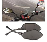 Dilwe Par de Espejos Retrovisores para Motocicleta, Carcasa de ABS Negro, Espejo de Cristal, Poste de Hierro, Espejo Retrovisor Universal de 8mm y 10mm para Scooters, Bicicletas de Calle,