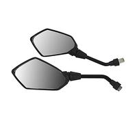 Dilwe Par de Espejos Retrovisores para Motocicleta, Carcasa de ABS Negro, Espejo de Cristal, Poste de Hierro, Espejo Retrovisor Universal de 8mm y 10mm para Scooters, Bicicletas de Calle,