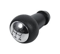 Dilwe Perilla de Palanca de Cambios, Perilla de Palanca de Cambios de PVC ABS Manual de 5 Velocidades, Reemplazo Negro Plateado con Parte Resistente a la Decoloración, Fácil Instalación para