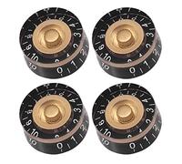 Dilwe Perillas de Control de Tono y Volumen para Guitarra, Juego de Repuesto de 4 Piezas en PMMA con Eje de Potenciómetro de 6 Mm, para Guitarras Eléctricas Estilo EPI (Negro y dorado)