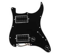 Dilwe Placa de Rasguño para Golpeador de Guitarra, Protector de Repuesto Negro de PVC de 3 Capas con 11 Orificios para de EE. UU. México, Pastillas Estilo HH Precableadas para Guitarra
