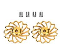 Dilwe, Polea de Desviador Trasero Bicicleta 1 Par Cerámico con Tubos Adaptadores para Orificios de Instalación (13T-Dorado)