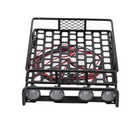 Dilwe Portaequipajes de Metal RC, Portaequipajes de Gran Tamaño con 4 Luces LED Redondas para Coche Axial SCX10 1/10 RC (luz Blanca)