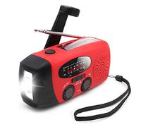 Dilwe Radio de Manivela, Radio Meteorológica de Emergencia Solar de Cuerda Portátil para Camping, Senderismo, con Cargador de Teléfono USB Recargable Y Linterna Antorcha