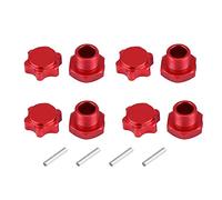 Dilwe RC Coche Adaptador de Cubo de Rueda, 4 Pcs 17mm RC Metal Wheel Hub Adaptador Cubierta Anti Polvo para HSP 94762/94081 1/8 RC Coche Modelo de Control Remoto Partes Accesorios(Rojo)