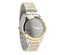 Dilwe Reloj de Cuarzo para Hombre, Diseño de Forma Comercial, Pantalla de Fecha Doble, Reloj de Vestir Luminoso de Acero Inoxidable, con Función Impermeable, para Uso Diario (Oro Negro)