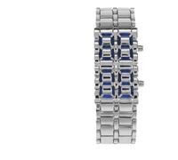 Dilwe Reloj de Pulsera Reloj de Pulsera LED de Acero Inoxidable Esfera Rectangular Digital Luz Azul o Roja Pantalla de Hora Oculta para Niños Niñas Estudiantes Parejas Uso Nocturno (Cinta Plateada