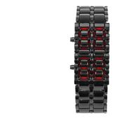 Dilwe Reloj de Pulsera Reloj de Pulsera LED de Acero Inoxidable Esfera Rectangular Digital Luz Azul o Roja Pantalla de Hora Oculta para Niños Niñas Estudiantes Parejas Uso Nocturno (Negro con luz