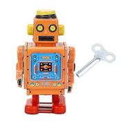 Dilwe Robot de Lata de Metal Vintage, Decoración de Figuración de Estantería Hecha a Mano para Niños Adultos (Orange)