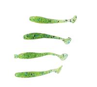 Dilwe - Señuelos de pesca (50 unidades, plástico blando, 5 Cm, cebos para gusanos de cola en T, con acción de natación realista, para pesca en agua dulce y agua salada (BLUE)