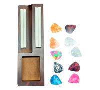 Dilwe Soporte para Púas de Guitarra, Caja de Almacenamiento de Accesorios de Guitarra de Madera de Roble con 10 Púas, para Profesores de Músicos
