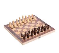 Dilwe Tablero de ajedrez de Viaje de Madera, 3 en 1 Tablero de ajedrez Plegable de Calidad con Piezas de ajedrez cómodas para Juegos de ajedrez al Aire Libre(29 * 29cm)
