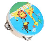 Dilwe Tambor de Mano para Niños, Instrumento Musical de Madera con Platillos de Acero Inoxidable para Aula Preescolar y Escuela en Casa, Fomenta la Creatividad y el Aprendizaje del Ritmo (jirafa azul)