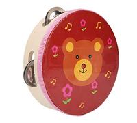 Dilwe Tambor de Mano para Niños, Instrumento Musical de Madera con Platillos de Acero Inoxidable para Aula Preescolar y Escuela en Casa, Fomenta la Creatividad y el Aprendizaje del Ritmo (oso rojo)