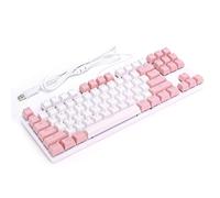 Dilwe Teclado para Juegos USB con Cable con Botones Multimedia, Teclado mecánico ABS para Juegos de 2 Colores para computadoras de Escritorio y portátiles en General(Blanco y Rosa)