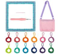 Dilwe Telar para Niños 288 Bandas Elásticas 12 Colores Juego de Manualidades DIY para Posavasos con Herramienta de Gancho de Telar para Edades de 6 a 12 Años (BLUE)